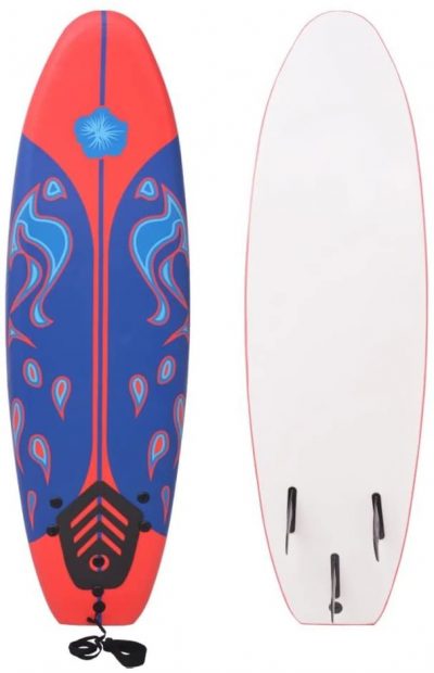 Prancha de surf com softboard vermelha e azul para crianças